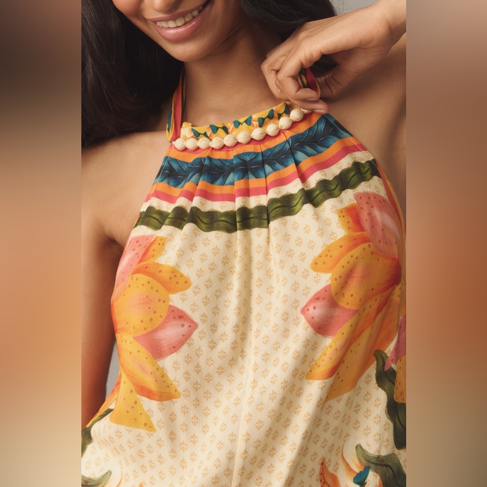 Farm Rio x Anthropologie Floral Halter Jumpsuit - Picture 3 of 7